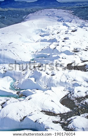 Aerial view of an Alaskan glacier, Alaska