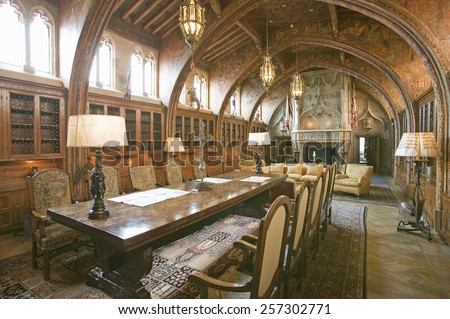 Gothic library of Hearst Castle, \