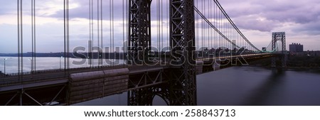 Panoramic view of George Washington Bridge over Hudson River from New York City, NY