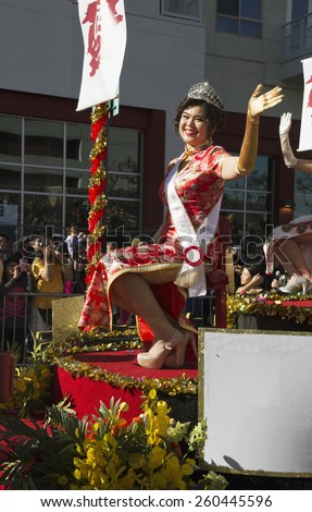 Waving Princess, 115th Golden Dragon Parade, Chinese New Year, 2014, Year of the Horse, Los Angeles, California, USA, 02.01.2014