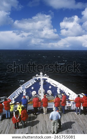Bow of cruise ship Marco Polo, Antarctica