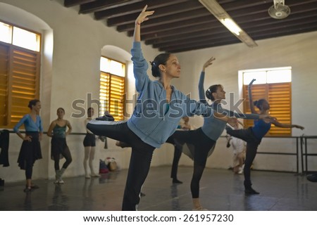 Young female ballerinas at Pro Danza Ballet dance studio and school, Cuba