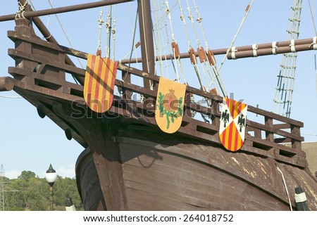 Full size replicas of Christopher Columbus\' ships, the Santa Maria, the Pinta or the Nina - the site where Columbus departed from the Old World to the New World in August 3 of 1492