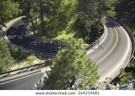 Circular loop on Iron Mountain Road, Black Hills, near Mount Rushmore National Memorial, South Dakota