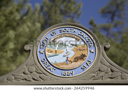 State Seal of the State of South Dakota, in the Black Hills, near Mount Rushmore National Memorial