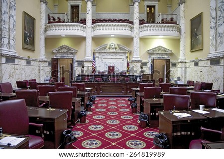 The historic House Chamber of Maryland State House and State Capitol, Annapolis, Maryland