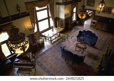 Interior view of great living room at Redstone Castle, in Redstone Colorado, off Colorado\'s West Elk Loop Scenic Byway