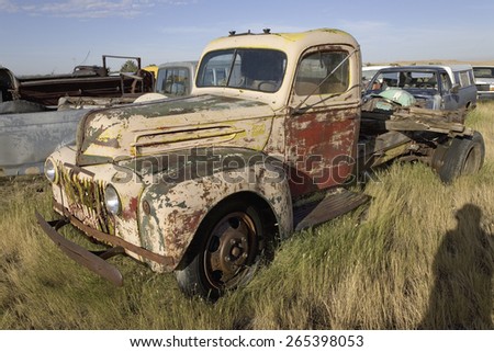 Junk truck in field near South Dakota and Nebraska border