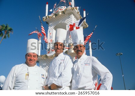 Three chefs at the French Revolution Bicentennial Celebration, Hollywood Park, CA