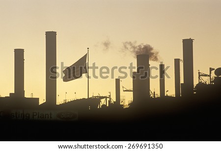 Ford factory at sunset in Cleveland, OH