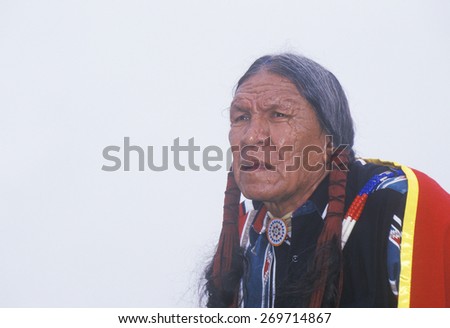 A Native American Cherokee elder at an Intertribal Powwow, Ojai, CA
