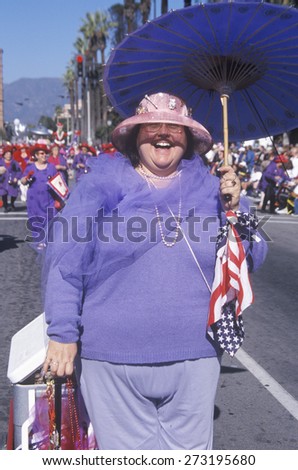 Plus sized woman marching in the Doo Dah Parade, Pasadena, California