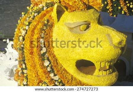 Lion Float in Rose Bowl Parade, Pasadena, California