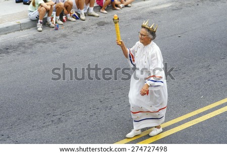 Woman Marching in July 4th Parade, Rock Hall, Maryland