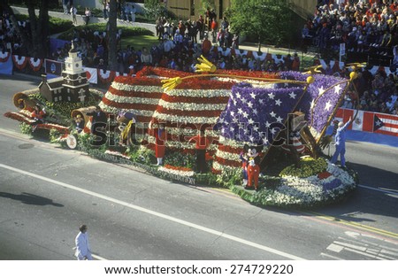 American Flag Float for US Constitution Bicentennial, Rose Bowl Parade, Pasadena, California