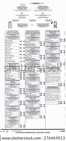 Official Election absentee ballot for the 2004 Presidential Election