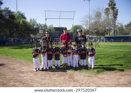 Oak View, California, USA, March 7, 2015, Ojai Valley Little League Field, youth Baseball, Spring, team portrait