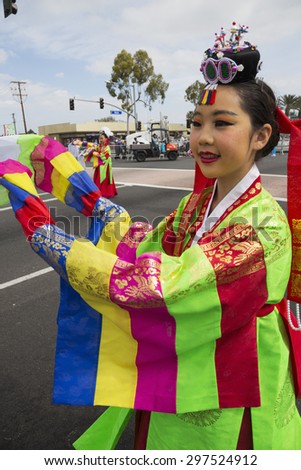 Orange County, City of Westminster, Southern California, USA, February 21, 2015, Little Saigon, Vietnamese-American Community, TET Parade celebrates Tet Lunar New Year, traditional clothing