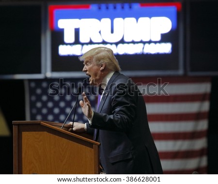LAS VEGAS, NV - FEBRUARY 22: Republican 2016 presidential candidate Donald Trump speaks at a rally at the South Point Hotel & Casino on February 22, 2016
