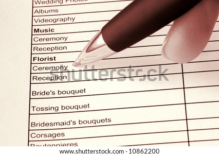 Close up shot of a wedding planner