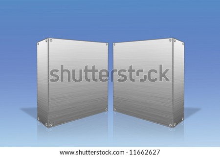 Illustration of two steel product boxes with copy space