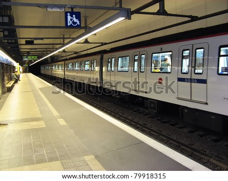 Train in Barcelona city underground
