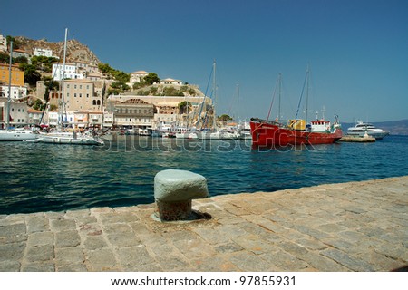 Hydra Island , Greece . Port