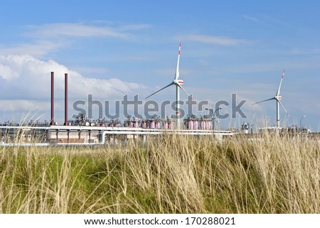 Gas storage facility and wind energy