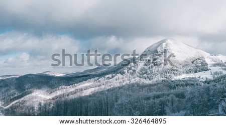 Beautiful winter landscape with trees covered with snow. Povlen mountain. East Europe. Serbia.