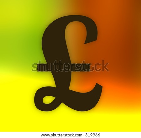 Pound Sterling Symbol on vibrant coloured background