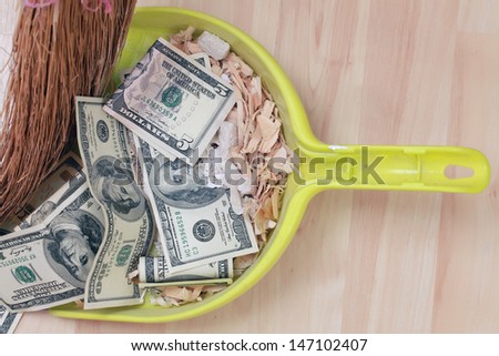 money in the trash
