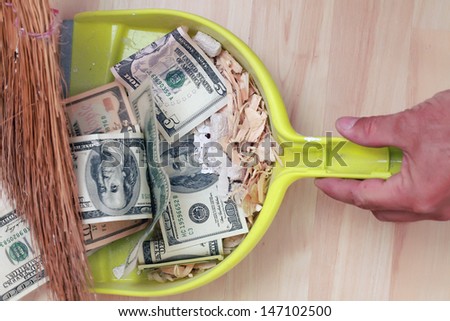 money in the trash
