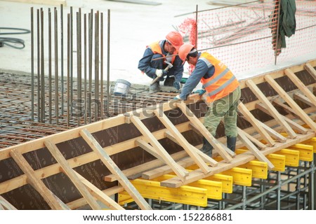 Minsk, Belarus, August 27, 2013: Construction of Turkish workers Renaissance Hotel in the center of Minsk