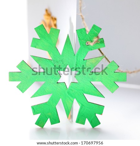 decorative wooden snowflake next handmade card
