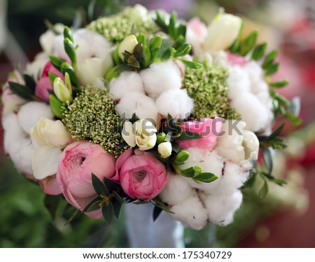 wedding gift bouquet of different flowers.