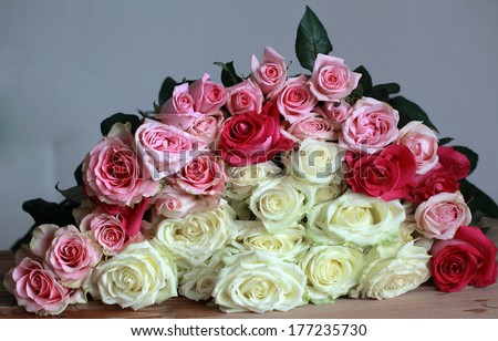 big bouquet of flowers on a white background