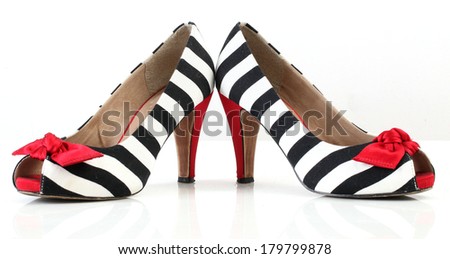 women\'s fashion shoes. zebra pattern. red heel