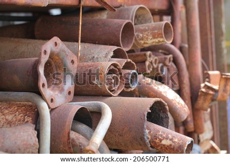pieces of rusty metal.scrap metal