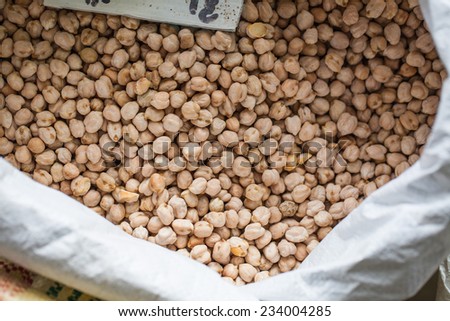 chickpeas in a bag on the market