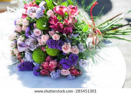 fresh bright beautiful bouquet of flowers wedding gift