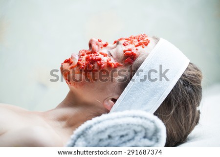 hygienic cleansing mask on her face