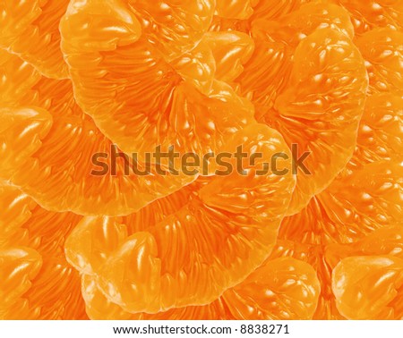Fruit background - tangerine peeled section without peelings.