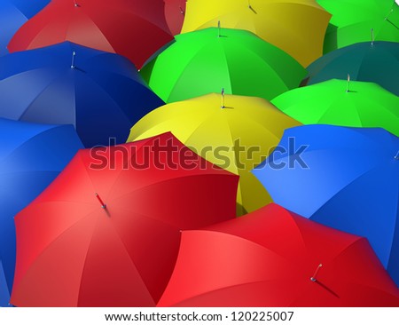 group of colorful umbrellas seen from above