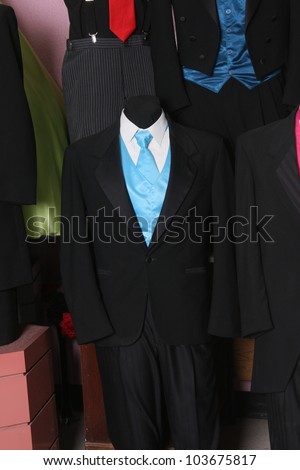 Tuxedo / A tuxedo displayed on a mannequin.