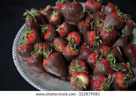 A tray of chocolate covered strawberries. / Chocolate Strawberries