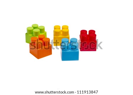 lego plastic toy blocks on white background isolated
