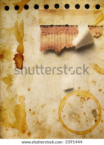 stock photo : Grunge paper texture with coffee stains - sepia tone