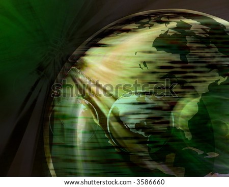 Spinning earth globe in green