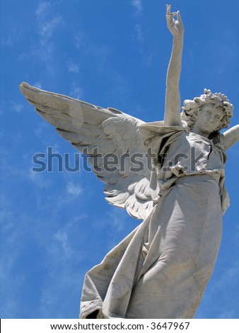 Detail of winged angel statue