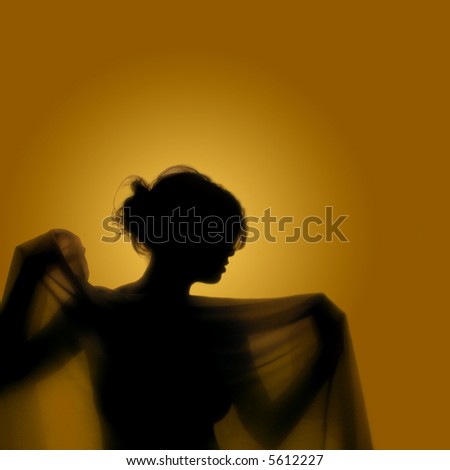 Girl with veil - A girl´s silhouette in  yellow background